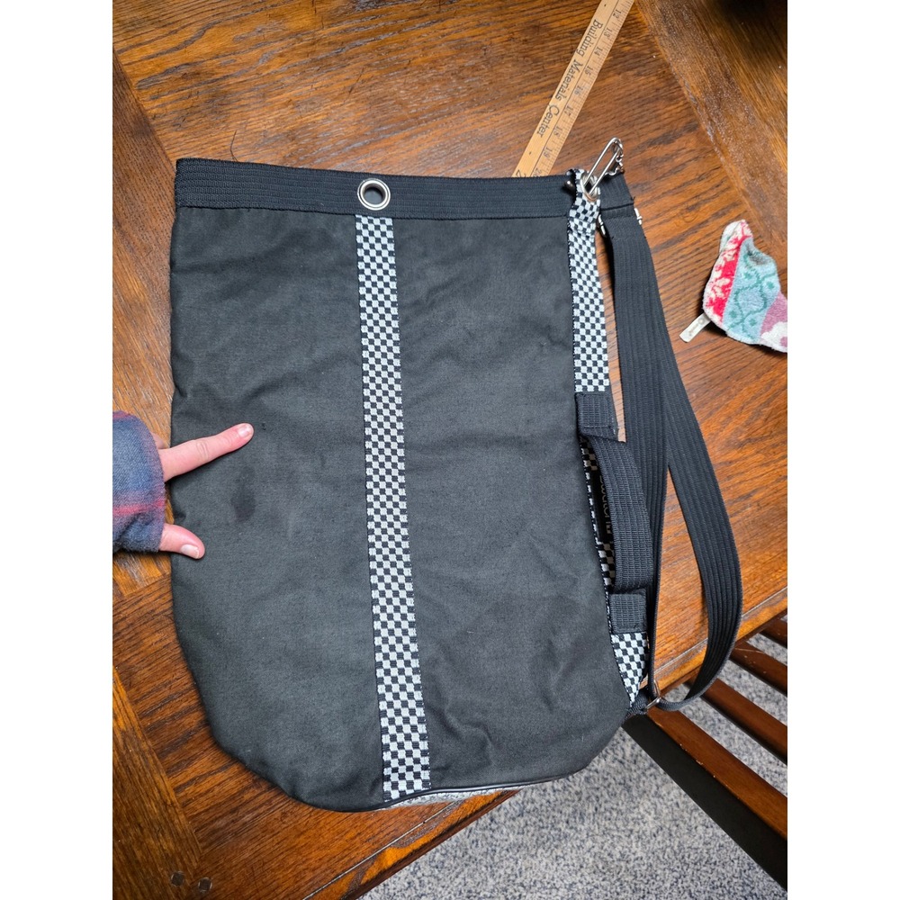Vintage Swatch Canvas Duffel Bag Black Checkered Clock Face Retro 80s Gear Bag - Picture 11 of 16